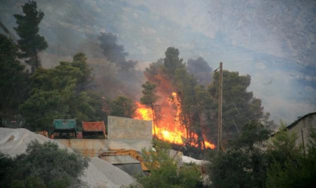 Μεγάλη φωτιά στον Αλίαρτο – Απειλούνται σπίτια