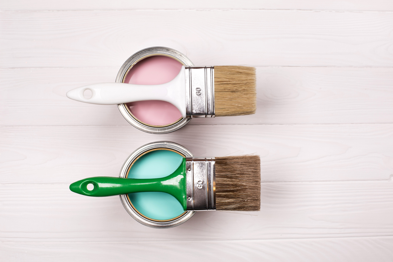 Blue and Pink Paint Bucket