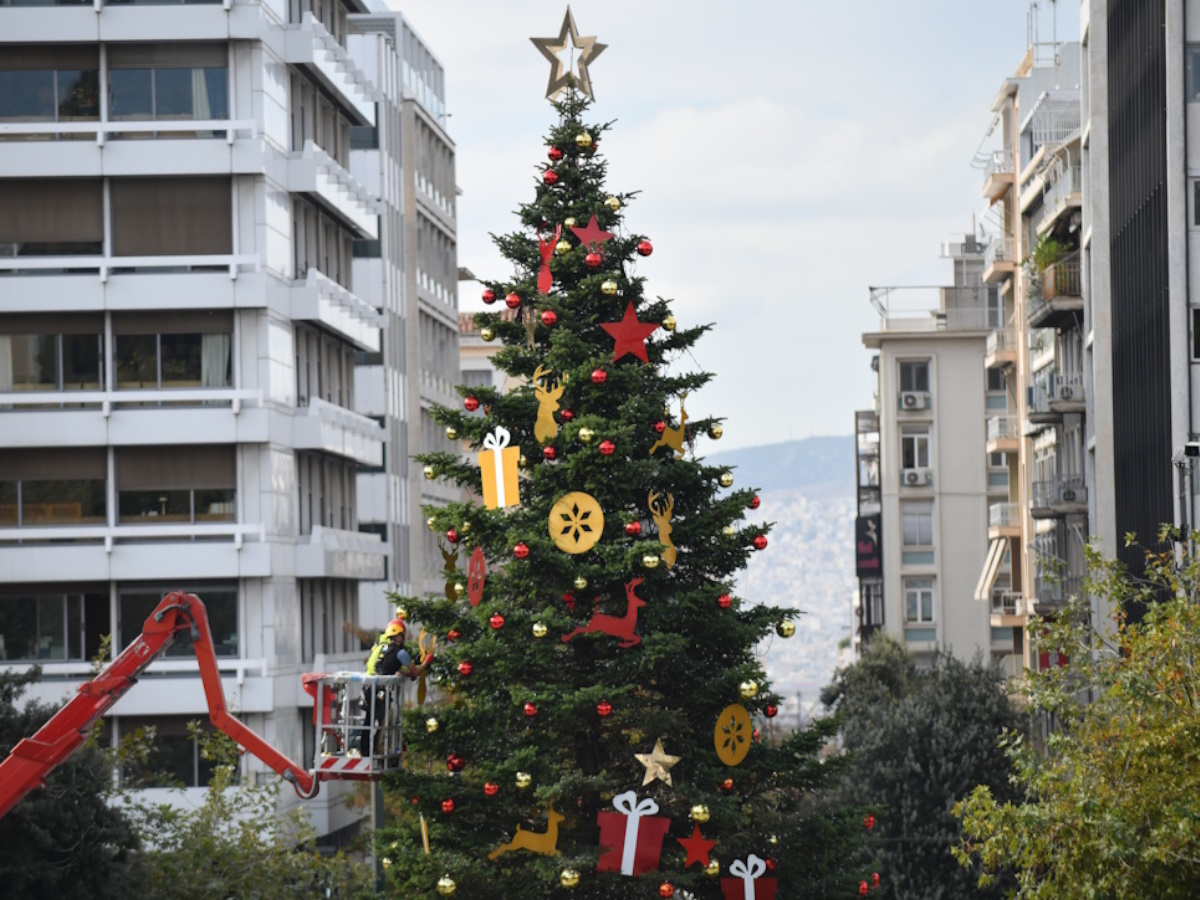 Σύνταγμα: Στήθηκε το χριστουγεννιάτικο δέντρο στην πλατεία – Φωτογραφίες από τις εργασίες