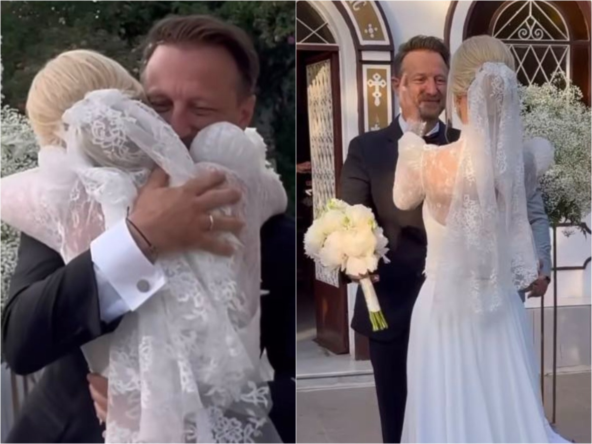Γάμος Κώστα Καραφώτη: Η στιγμή της άφιξης της νύφης στην εκκλησία – Βίντεο