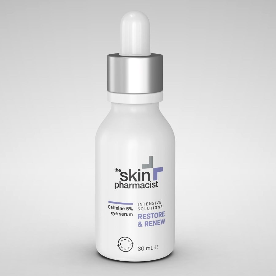 Συσκευασία του ορού ματιών Caffeine Eye Serum της the skin pharmacist.